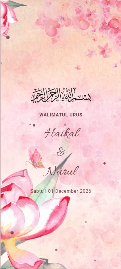 Ophelia digital wedding invitation card design